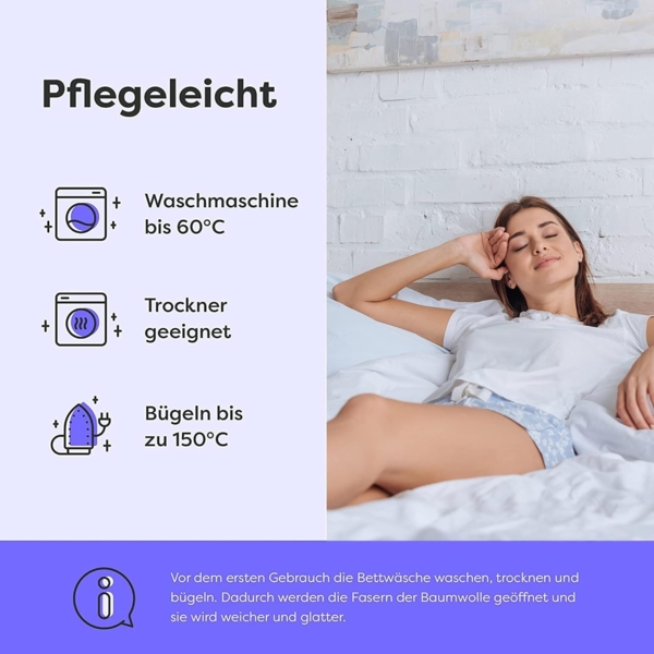 Wolkenfeld Kissenbezug Renforcé Kissenbezug Baumwolle - Natürlich weiches Schlafgefühl, (1 Stück), Größe 80x80, 40x80 und 70x90 cm, versteckter Reißverschluss Bild 7