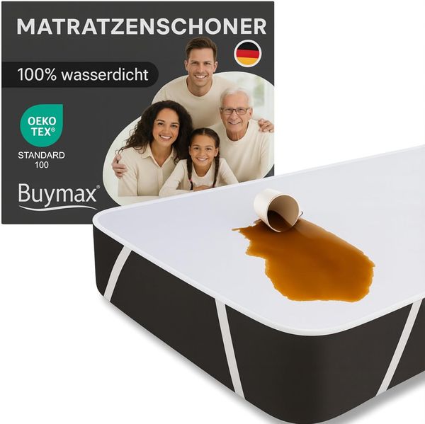 BUYMAX Wasserdichter Matratzenschoner 140x200 cm Bett Matratzenauflage Matratzenschutz, Matratzenschoner mit Atmungsaktiver Baumwolle & TPU Folien Betteinlage mit 4 Eckgummis Milben-Inkontinezauflage