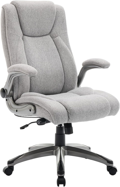 COLAMY Bürostuhl Ergonomisch, Chefsessel mit Hoher Rückenlehne, Ergonomischer 360° Drehstuhl für Büro, Schreibtischstuhl Lederstuhl mit Verstellbarer Neigungsverschluss, Grau