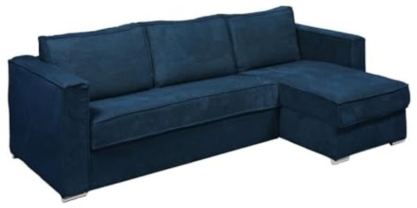 Vente-unique - LORETO Sofa SamtStoff Blau - B 223 cm152 cm x H 90 cm x L 298 cm Bild 6