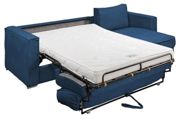 Vente-unique - LORETO Sofa SamtStoff Blau - B 223 cm152 cm x H 90 cm x L 298 cm Bild 3