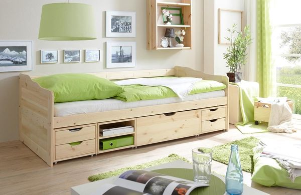 Sofabett "Marlies" 90x200 Kiefer massiv inkl. Funktionsschubkasten
