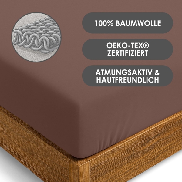 Strauss Home Spannbettlaken Premium, Gummizug: Rundumgummi, 150gr/m2 Premium Jersey 100% Baumwolle Bild 2