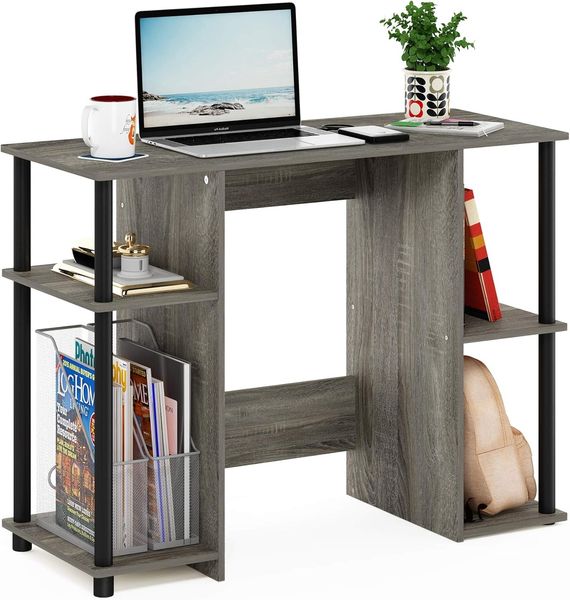 Furinno Jaya Compact Computerschreibtisch, Holz, French Oak Grey/Black, 39,5 x 97,5 x 72,6 zm