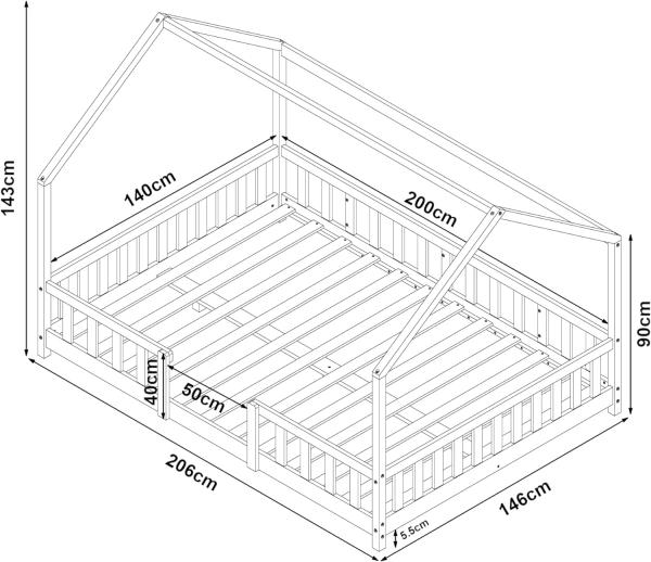 Kinderbett Sisimiut 140x200 cm mit Kaltschaummatratze Holz Weiß [en. casa] Bild 6