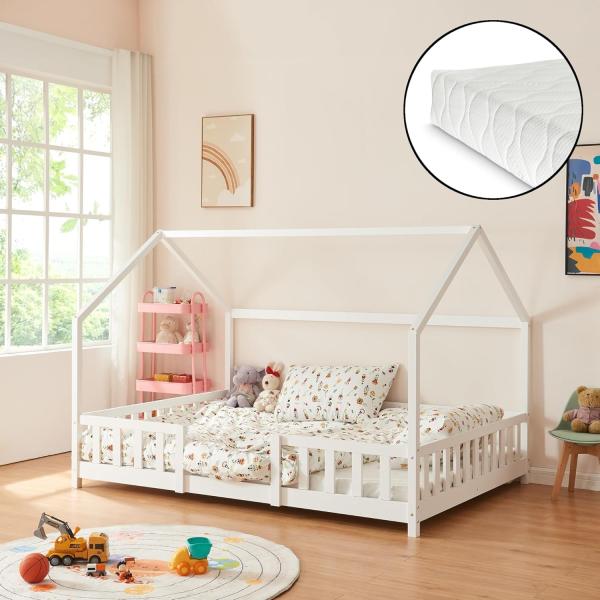 Kinderbett Sisimiut 140x200 cm mit Kaltschaummatratze Holz Weiß [en. casa] Bild 3