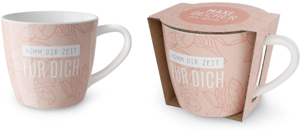 Kaffeetasse Kaffee Tee Tasse Maxi Becher für dich 400ml la vida Auswahl RELAX Blüte 910393