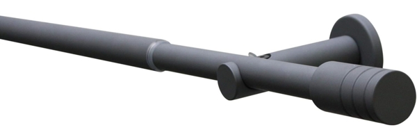 Gardinia Gardinenstangen-Set Elba Zylinder 1-Lauf Ø 16-19 mm Steingrau 190 cm - 340 cm