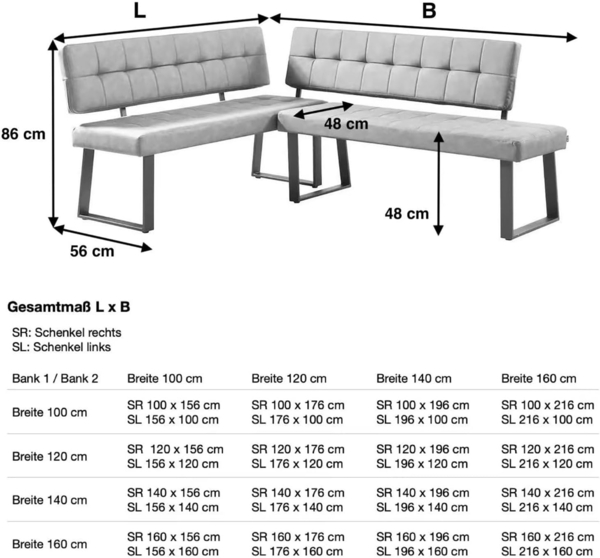 B&D home Eckbank AKA (2-St), beidseitig montierbar, gepolstert, mit Rückenlehne Bild 3