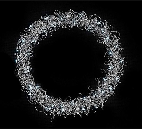 LED Metallkranz Ø 30 cm feinmaschig Weihnachtskranz Lichterkette Batterie Deko weiß