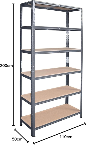 shelfplaza HOME 200x110x50 cm Schwerlastregal in anthrazit mit 6 Böden und 145 kg Traglast pro Boden Bild 2
