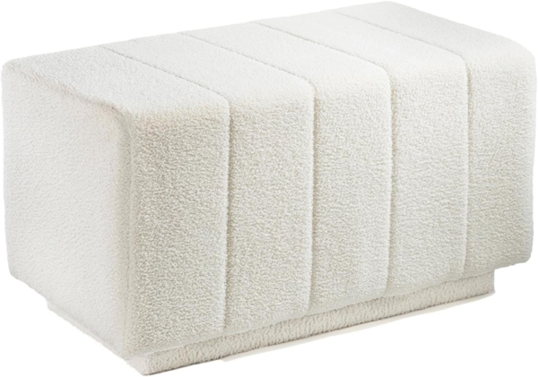 Kobolo Sitzbank Bank Hocker AMARU - Bouclestoff Teddystoff weiß (1 Stück)