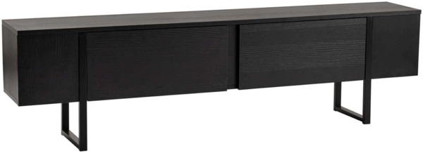 Stylish and Sturdy TV Stand, Wood Black, Black, 180 x 45 x 30 | 100% Melamine Coated Particle Board, Thickness:18 mm | Perfect for Modern Home Office & Study Spaces, Elegant and Functional Design