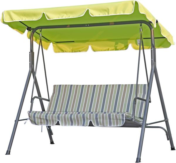Angel Living Hollywoodschaukel Gartenschaukel 3-Sitzer, Verstellbares Sonnendach, Abnehmbare Kissen, 3,00-Sitzer, Metallrahmen, Hollywoodschaukel mit Liegefunktion für Erwachsene