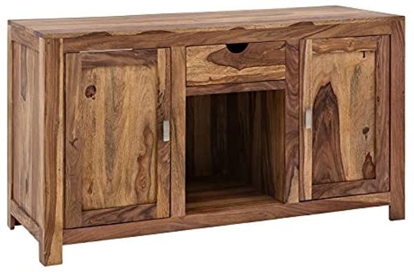 Doppelwaschtisch Waschtisch 130 cm Akazie Massivholz braun massivum Laros Waschbeckenunterschrank Badmöbel Stauraum 130x75x50 cm
