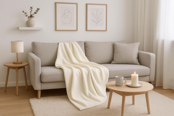Wohndecke Luxus Fleecedecke Kuscheldecke Größe 130x170 cm Farbe Creme, Betz, 180 g/m² Bild 5