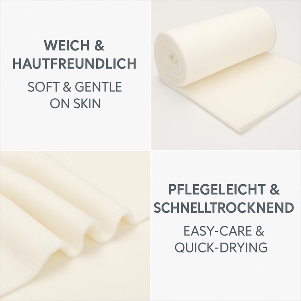Wohndecke Luxus Fleecedecke Kuscheldecke Größe 130x170 cm Farbe Creme, Betz, 180 g/m² Bild 7