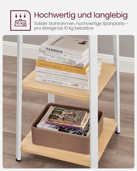 Vasagle Garderobenständer mit 3 Ablagen und Haken, Holz Natur/Weiß, 43 x 43 x 180 cm Bild 5