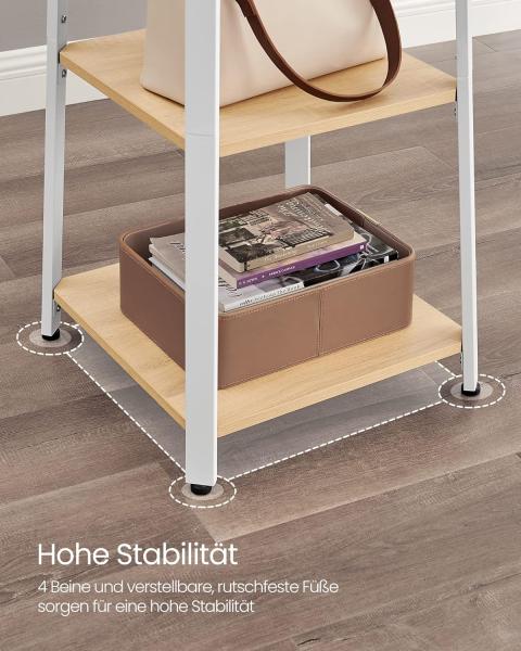Vasagle Garderobenständer mit 3 Ablagen und Haken, Holz Natur/Weiß, 43 x 43 x 180 cm Bild 6