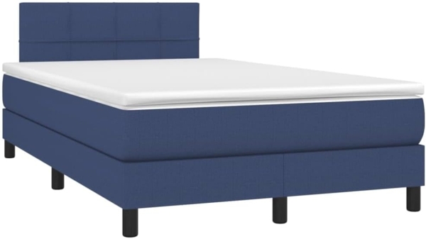 Boxspringbett mit Matratze & LED Stoff Blau 120 x 200 cm, Härtegrad: H2 [3133147]