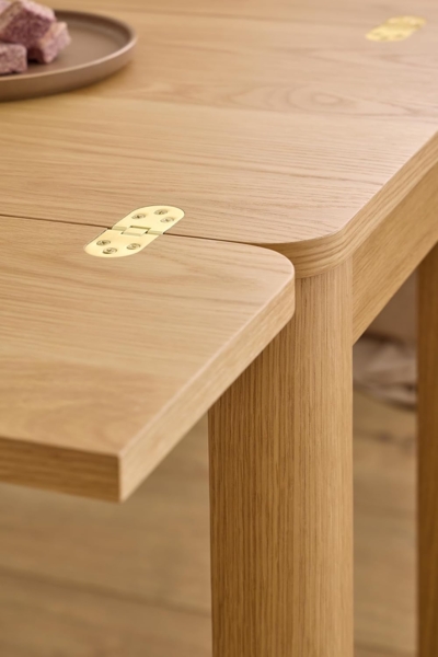 AC Design Furniture Ea rechteckig Esstisch, Tischplatte matt Eiche Lackiert Furnier, Gestell matt Eiche lackiert Furnier mit scharnier aus Chrom und zusatzplattenaufbewahrung, 45/90 x 120 x 76 cm Bild 8