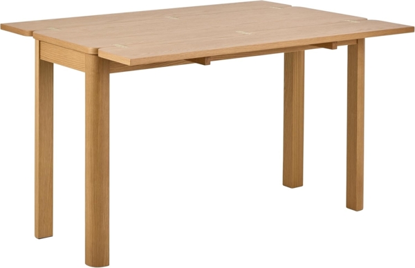 AC Design Furniture Ea rechteckig Esstisch, Tischplatte matt Eiche Lackiert Furnier, Gestell matt Eiche lackiert Furnier mit scharnier aus Chrom und zusatzplattenaufbewahrung, 45/90 x 120 x 76 cm Bild 4