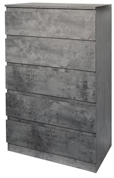 HTI-Living Kommode Kommode mit 5 grifflosen Schubladen Thekla Beton (Stück, 1 St, 1 Kommode), Sideboard