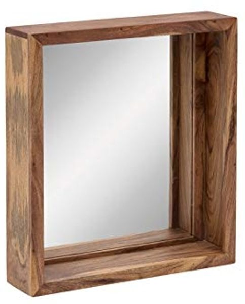 Spiegel Akazienholz 56x65 cm massivum Sydney Wandspiegel Holzrahmen rechteckig braun Badspiegel unbeleuchtet rustikaler Landhausstil