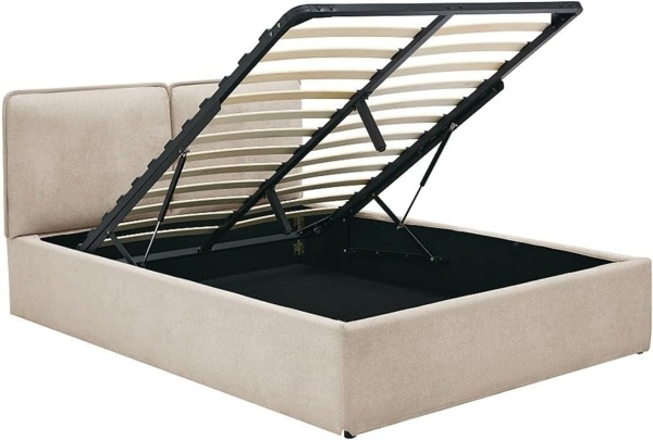 Vente-unique - Bett mit Stauraum mit abnehmbarem Bezug – 140 x 190 cm – Stoff – Beige – TENESE Bild 5