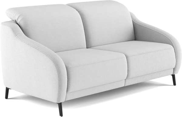 Cavadore 2,5er-Sofa Blue / 2,5-Sitzer Couch im modernen Design mit zweifacher motorischer TV-Funktion Inkl. Kopfteilverstellung und mattschwarzen Metallfüßen / 172 x 93 x 104 / Flachgewebe, Mittelgrau