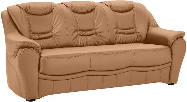 Cavadore 3-Sitzer Bansa mit Federkern / Polstercouch in Leder / 198 x 94 x 95 / Echtleder Hellbraun