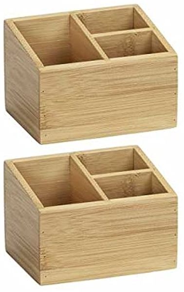 WENKO TERRA Organizer, Braun, 3 Fächer, 2er Set, Bambus