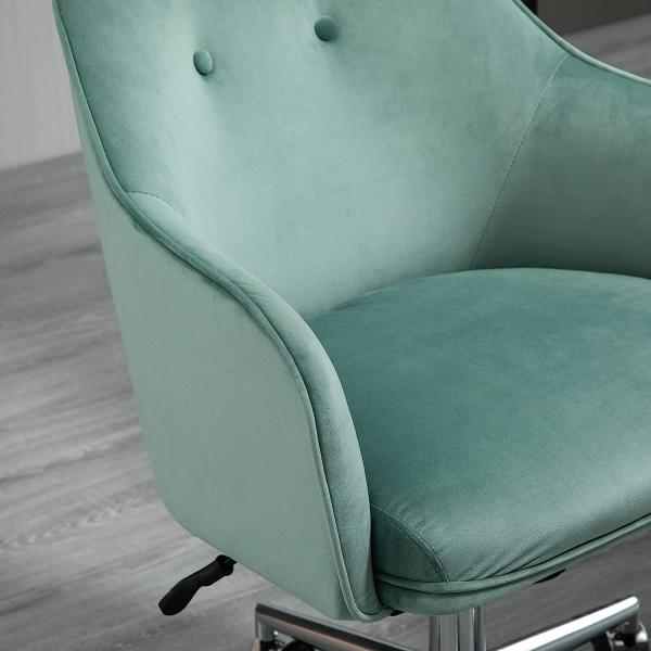 Vinsetto Bürostuhl mit Wippenfunktion Home-Office-Stuhl höhenverstellbarer Schreibtischstuhl ergonomisch 360°-Drehräder Samt-Touch-Polyester Nylon Grün 61 x 59 x 80,5-90,5 cm Bild 8