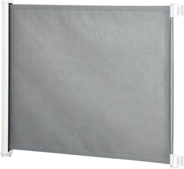 PawHut Hunde Türschutzgitter Treppenschutzgitter Treppenschutz Sicherheitstrennwand Trennwand Türschutz Treppenschutzgitter ausziehbar treppenschutzrollo Rollo Einrollbar PVC Grau 115x82,5 cm