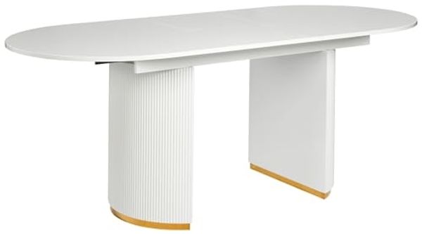 Ausziehbarer Esstisch DULVERTON Weiß 160 200 cm 90 cm