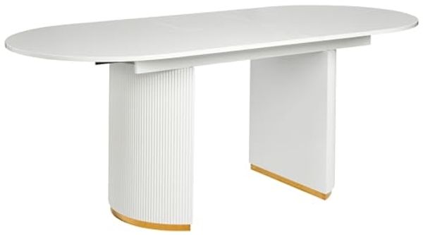 Ausziehbarer Esstisch DULVERTON Weiß 160 200 cm 90 cm