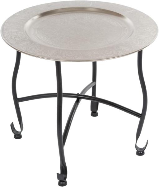 Beistelltisch 40 x 40 x 38 cm Metall mit gemusterter Tischplatte und Metallgestell