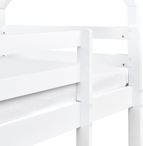 Hochbett mit Schubladen Haus Kiefernholz GIRGOLS 90 x 200 cm mit Stauraum Weiß Bild 9