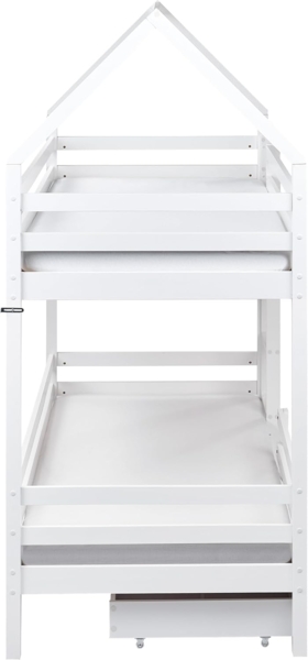 Hochbett mit Schubladen Haus Kiefernholz GIRGOLS 90 x 200 cm mit Stauraum Weiß Bild 7