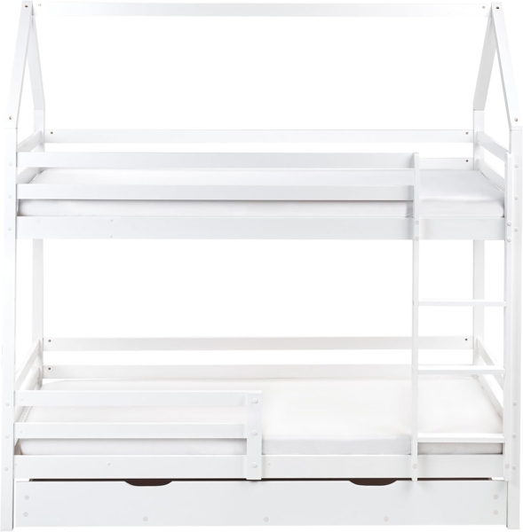 Hochbett mit Schubladen Haus Kiefernholz GIRGOLS 90 x 200 cm mit Stauraum Weiß Bild 4