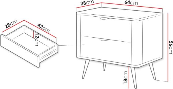 Nachttisch Literpo, geriffelte Fronten, Metallfüße, Aluminiumgriffe (Farbe: Beige) Bild 3