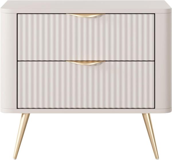 Nachttisch Literpo, geriffelte Fronten, Metallfüße, Aluminiumgriffe (Farbe: Beige) Bild 4