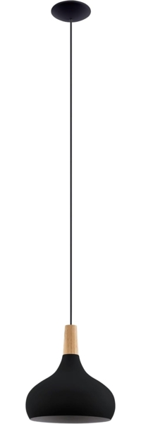 Eglo 900162 Hängeleuchte SABINAR E27 1X40W schwarz, braun H:110cm Ø28cm dimmbar