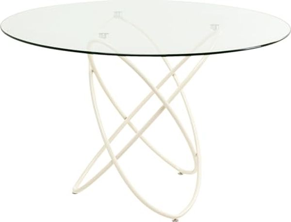 Kare Design Esszimmertisch Molekular, Greige, 120cm Durchmesser, Esstisch, Glas Tischpaltte, Stahlgestell, Esszimmer, Rund