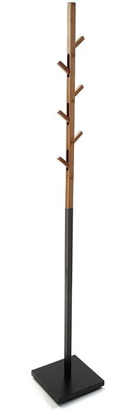 Versa 18790705 Garderobenständer Schwarz Berlin, 176 x 25 x 25 cm, Metall/Holz, 6 Haken