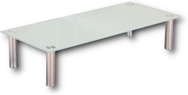 HOOZ TV-Aufsatz Weißglas mit Aluminiumfüßen - Ablage und Platzerweiterung 70x35cm, (modern, 1-St, mit Aufbauanleitung), aus Sicherheitsglas