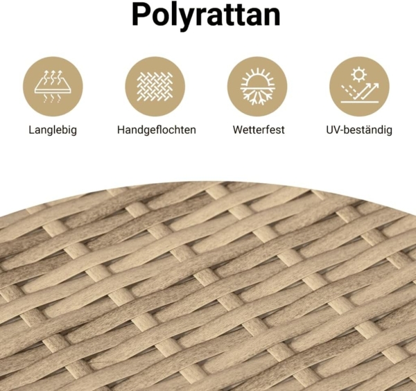 vidaXL 9-tlg. Garten-Sofagarnitur mit Kissen Beige Poly Rattan 3225484 Bild 4