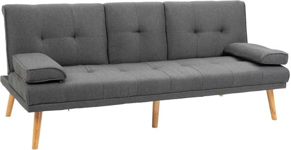 HOMCOM Schlafsofa 3-Sitzer-Sofa, Bettsofa mit Klappbarem Tisch, Stoffsofa 1 Teile, für Wohnzimmer, Dunkelgrau