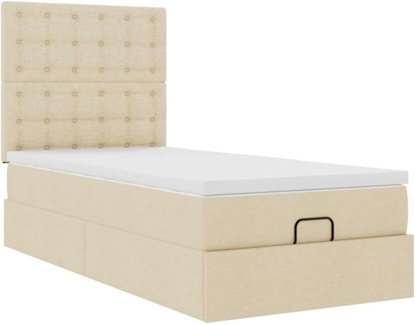 Ottoman-Bett mit Matratze Creme 90x200 cm Stoff 3313297