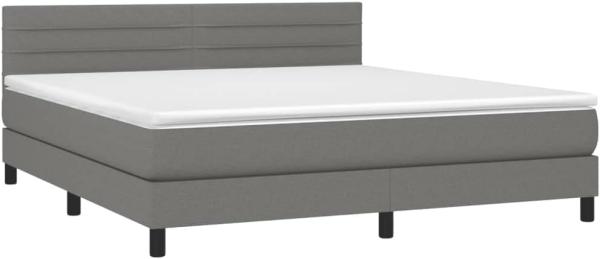 vidaXL Boxspringbett mit Matratze und LED-Beleuchtung, Stoff dunkelgrau, 180 x 200 cm